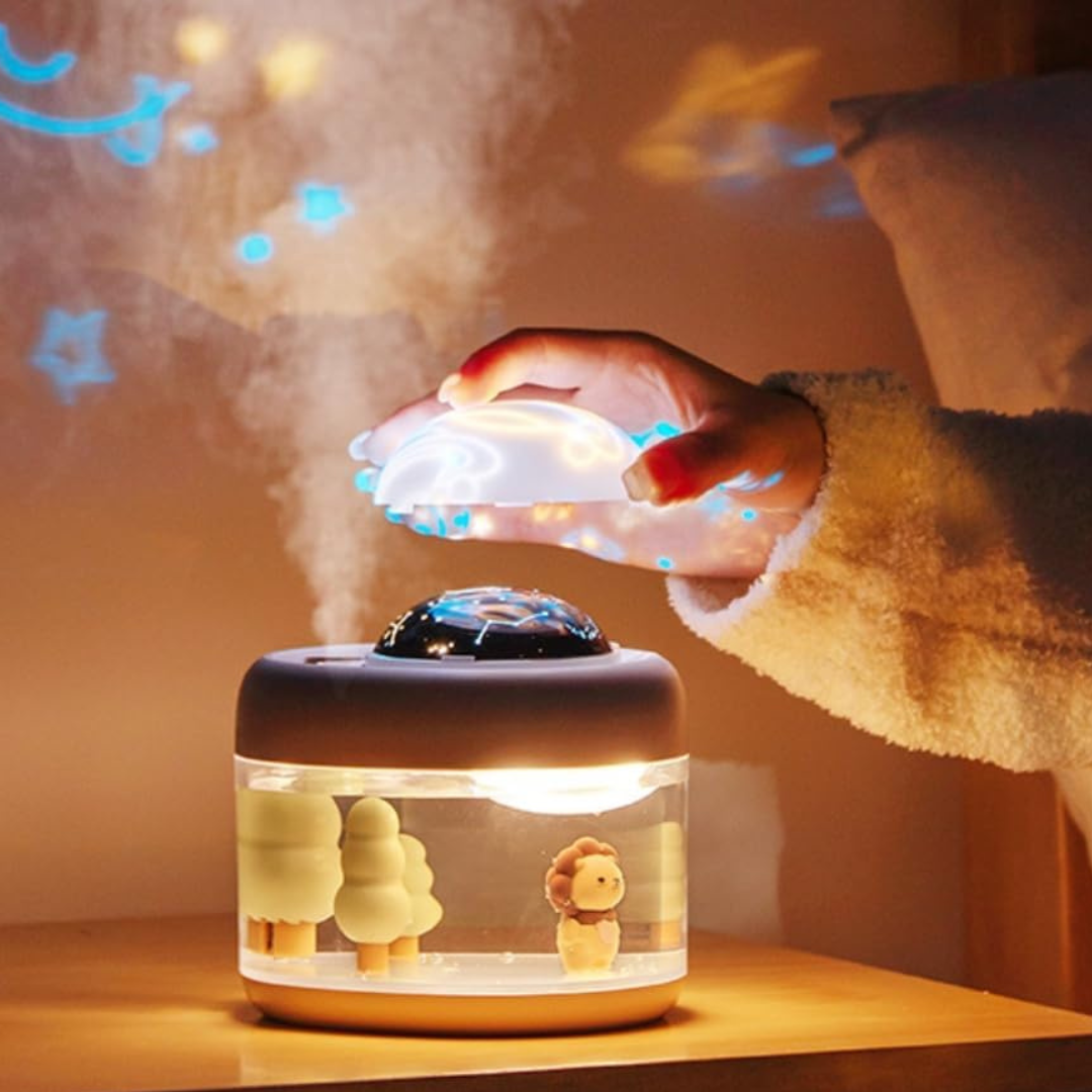 Kizuna Store™ただの加湿器じゃない。親子で楽しむ、癒しと感動のナイトライト体験|静音・USB給電・星空プロジェクター付き